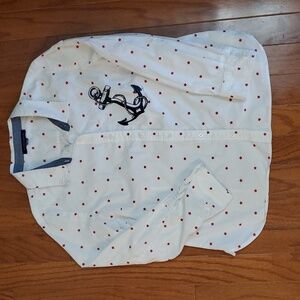 Tommy Hilfiger White Long Sleeved Shirt W/an Anchor & Red Star Design Sz XL